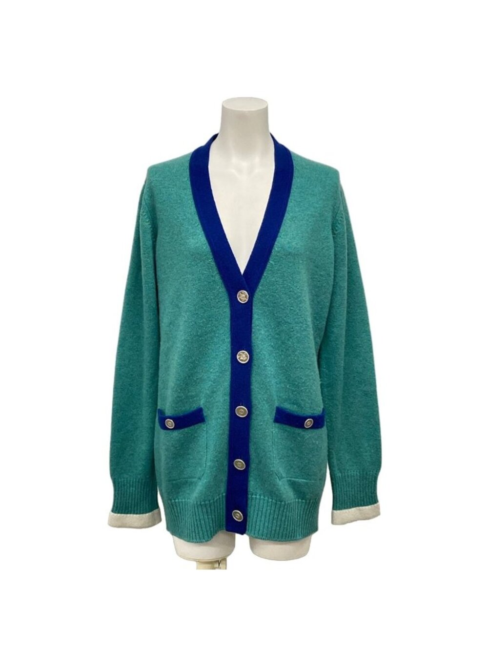 Chanel Cardigan M Green Blue